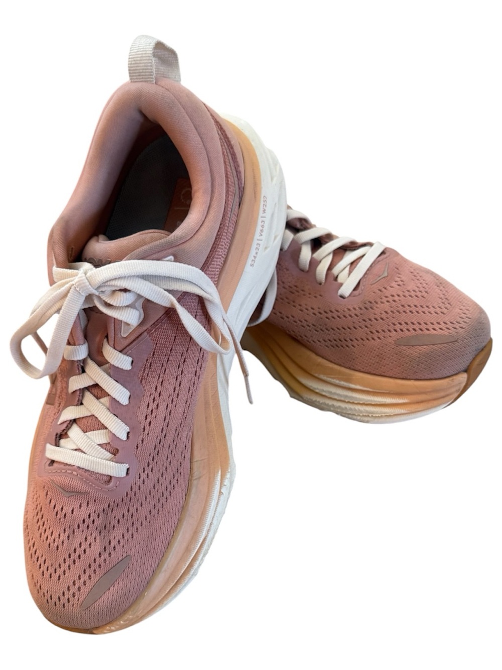 HOKA Bondi 8 Women's Size 8 Sandstone Cream Blush Pink Cushioned Running Shoes